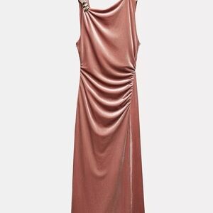NWT Zara velvet pink Dress